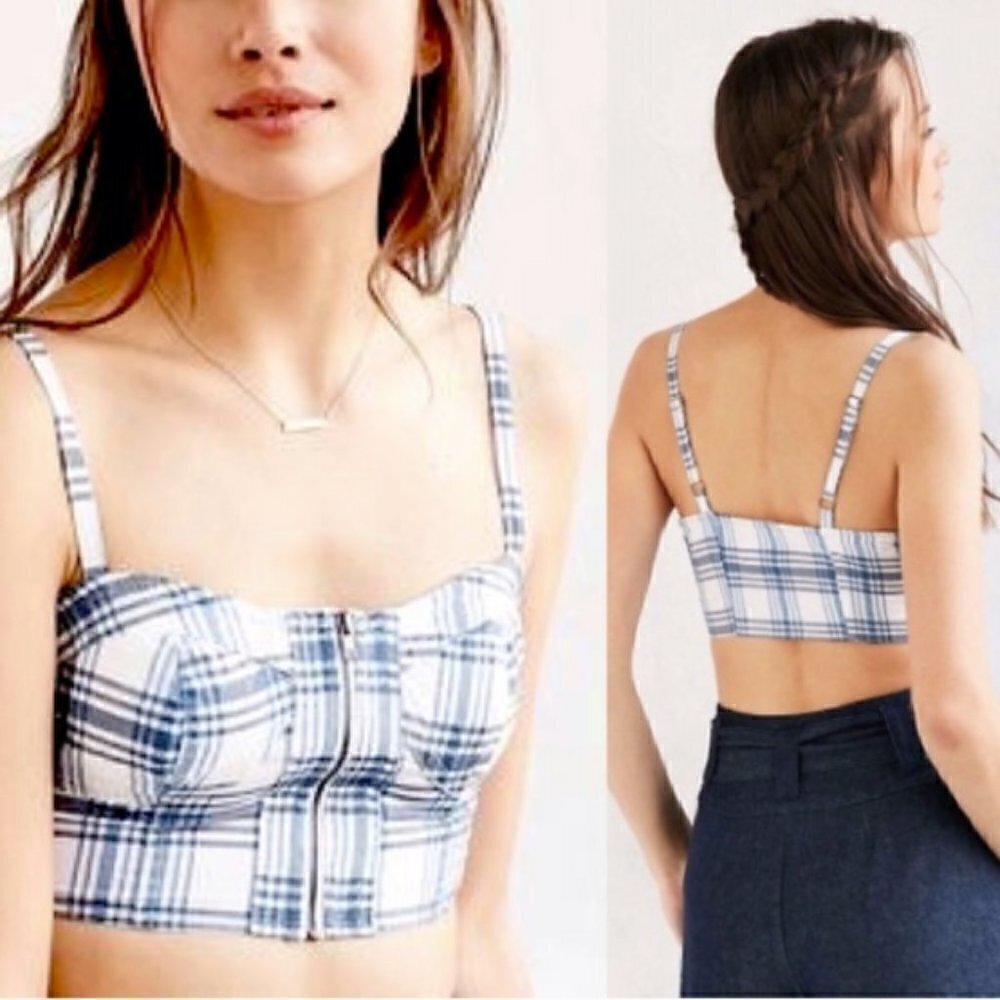 𝅺NWT Urban Outfitters- Bustier Plaid Crop Top Alice